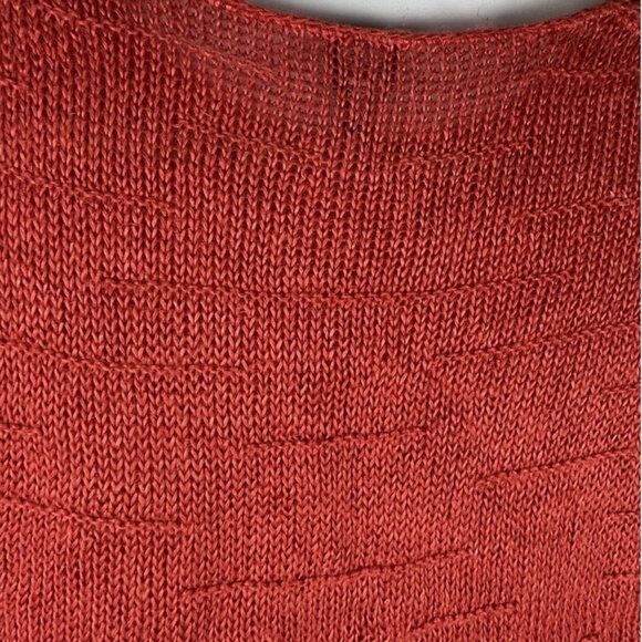 Eileen Fisher Dark Orange Hemp Linen Sleeveless Sweater Womens L Open Weave - Picture 4 of 6